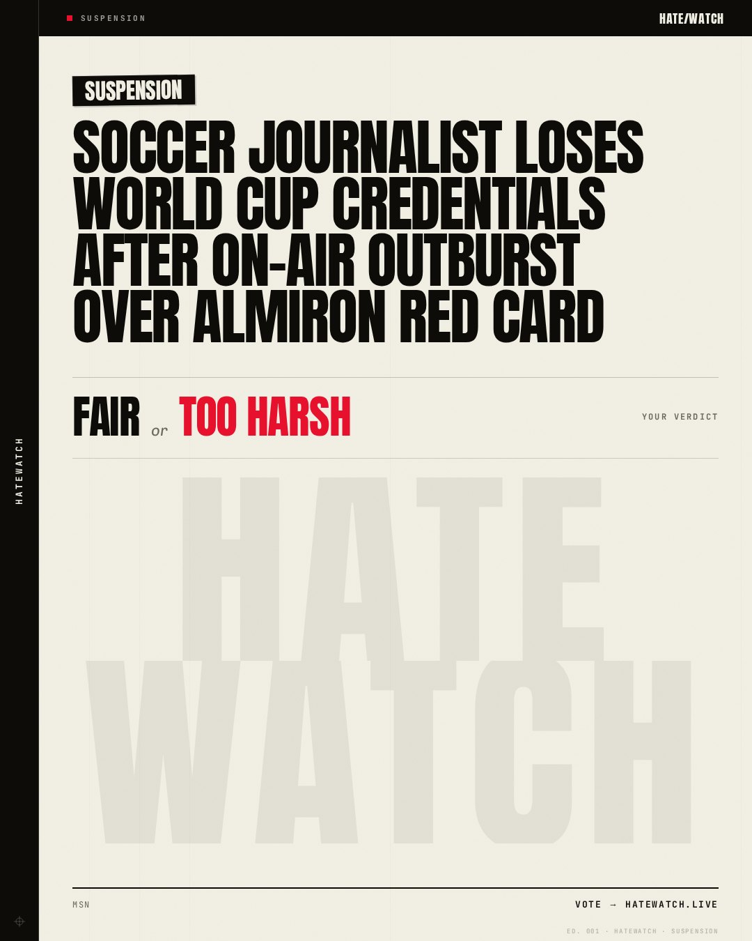 Soccer journalist loses World Cup credentials after on-air outburst over Almiron red card
