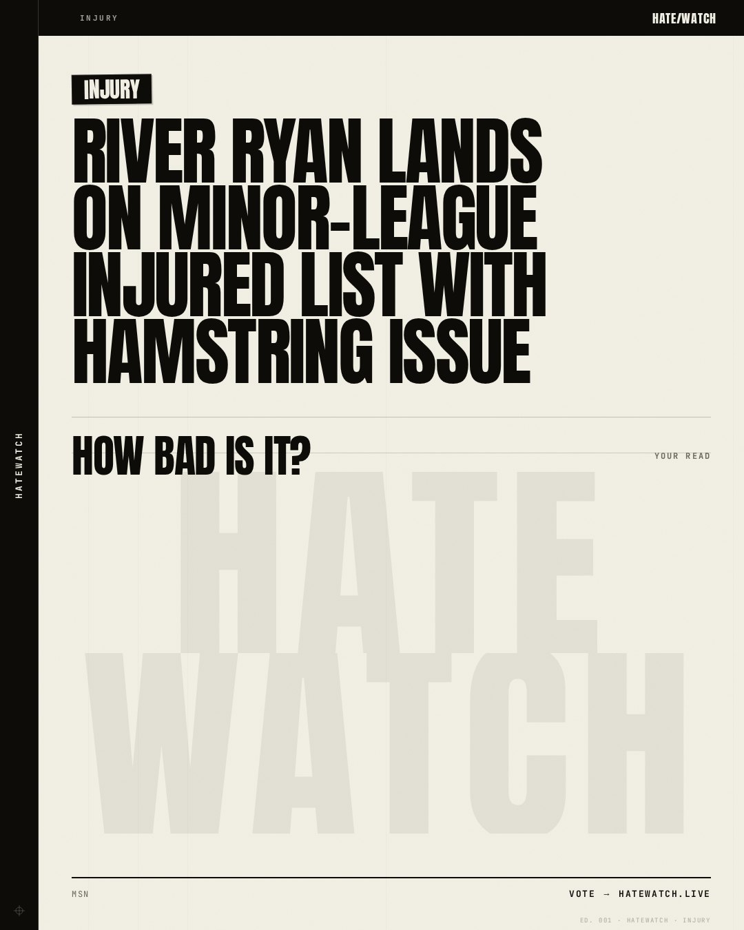 River Ryan lands on minor-league injured list with hamstring issue
