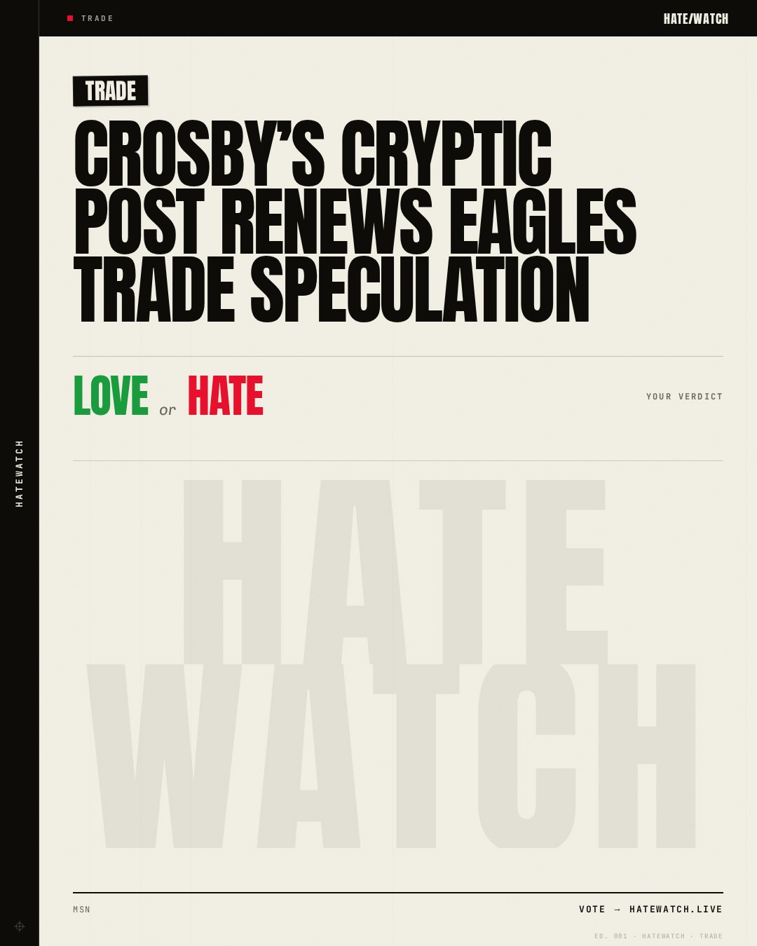 Crosby’s cryptic post renews Eagles trade speculation