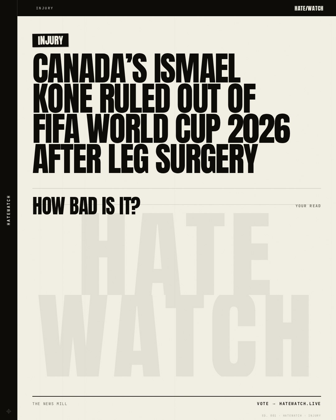 Canada’s Ismael Kone ruled out of FIFA World Cup 2026 after leg surgery