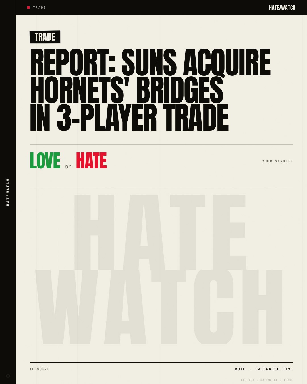 Report: Suns acquire Hornets' Bridges in 3-player trade