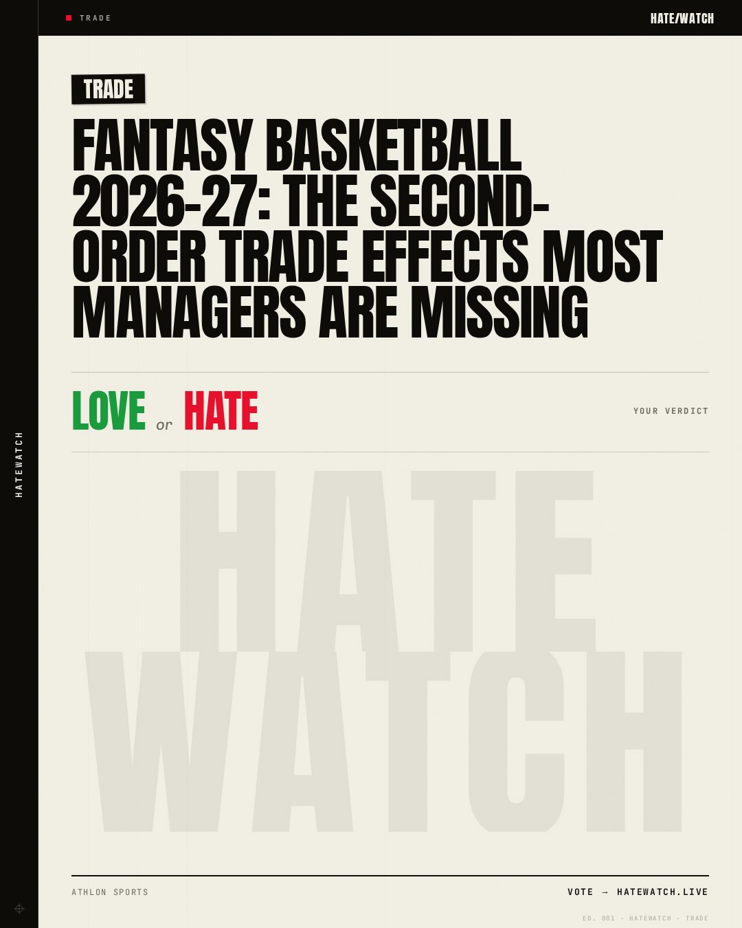 Fantasy Basketball 2026-27: The Second-Order Trade Effects Most Managers Are Missing
