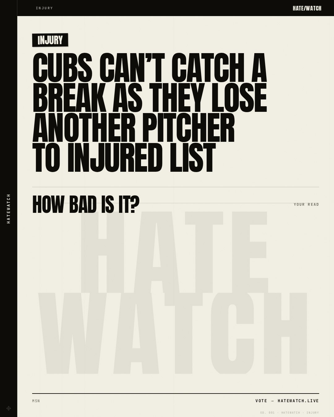 Cubs can’t catch a break as they lose another pitcher to injured list