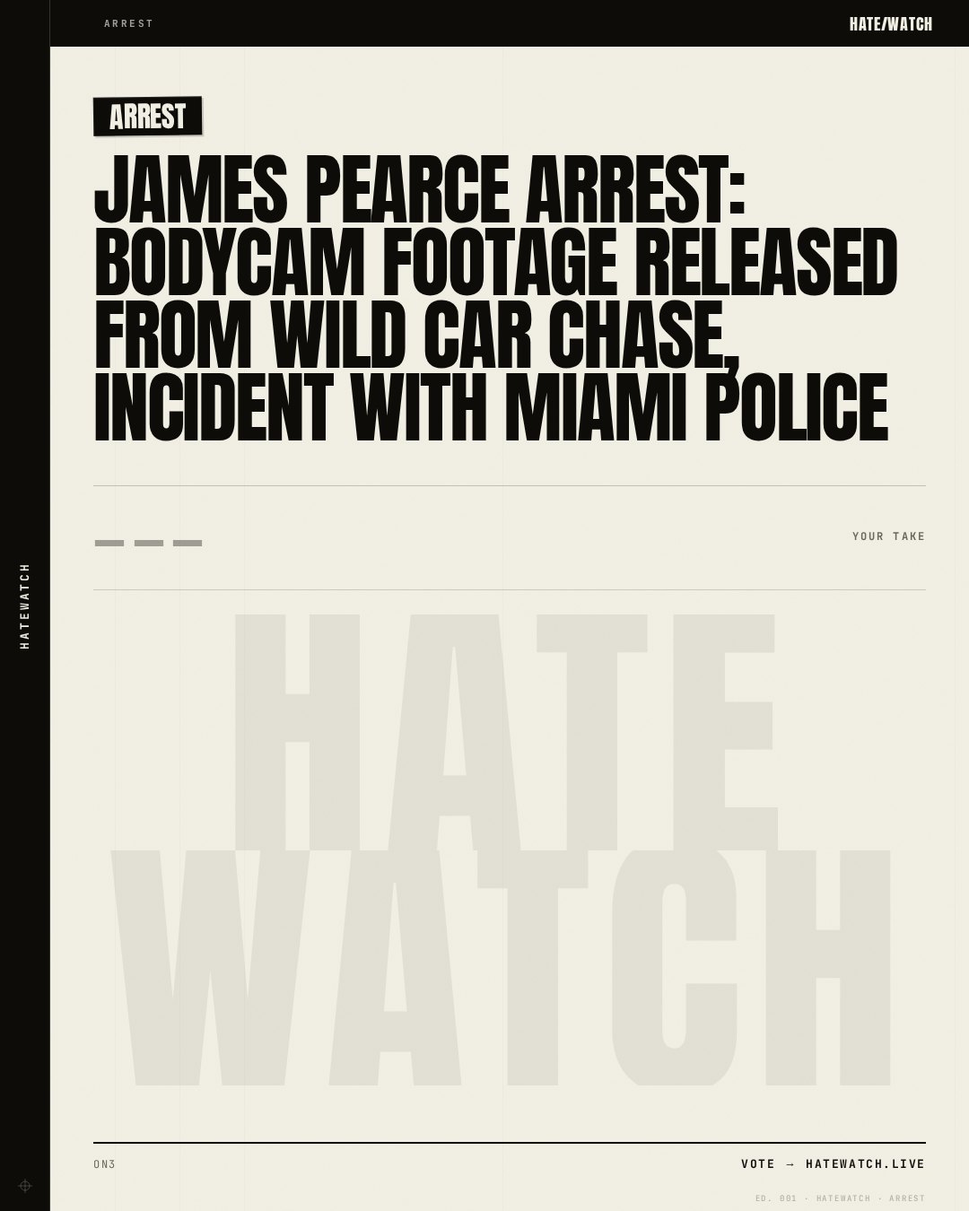 James Pearce arrest: Bodycam footage released from wild car chase, incident with Miami police