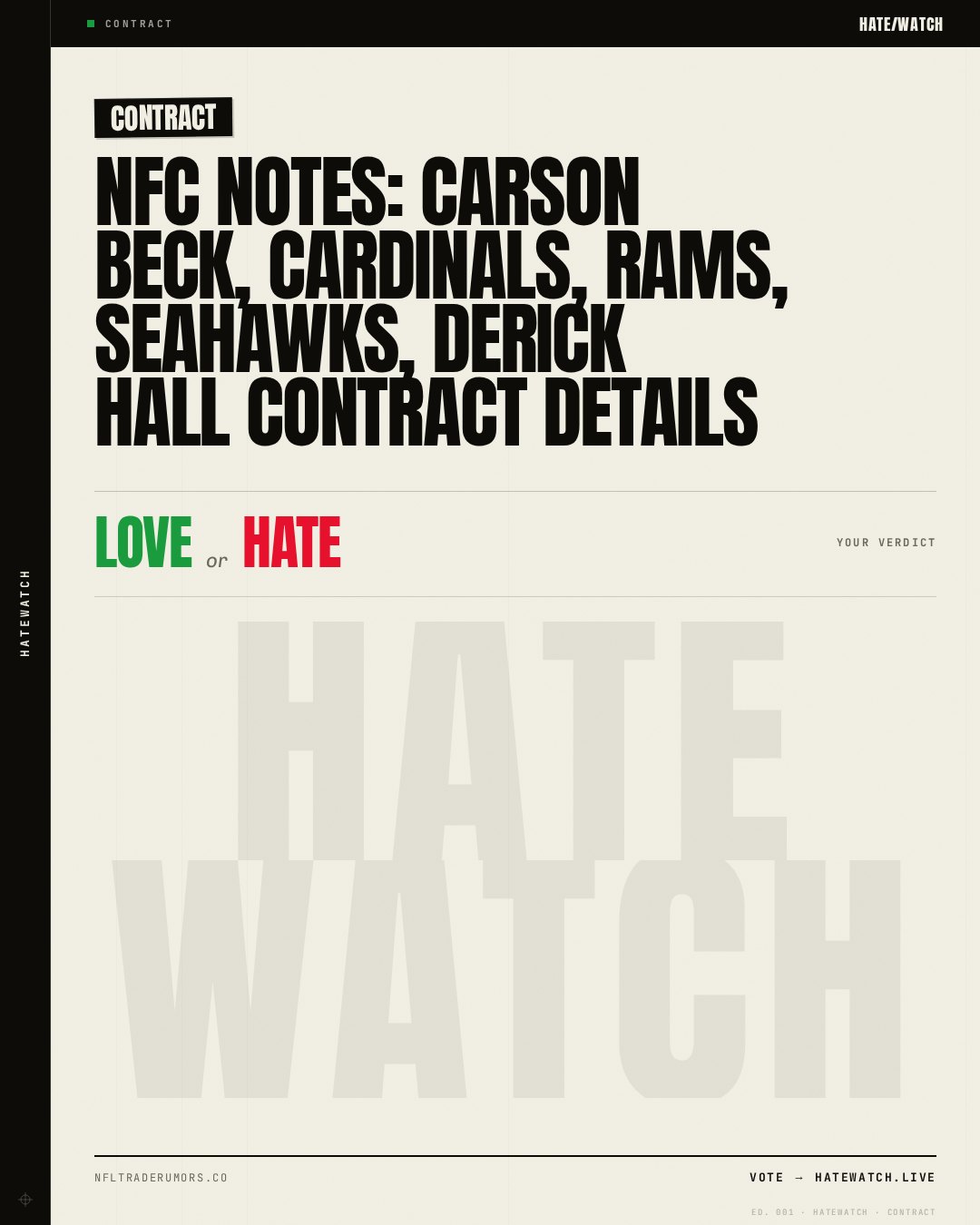 NFC Notes: Carson Beck, Cardinals, Rams, Seahawks, Derick Hall Contract Details