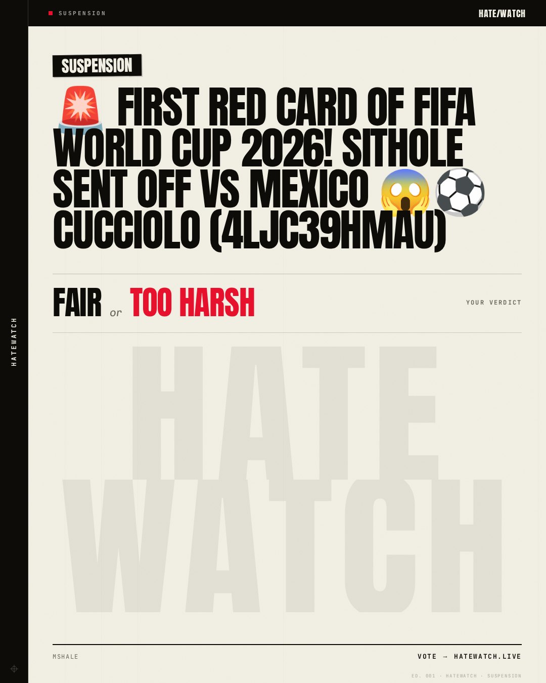 🚨 First Red Card Of FIFA World Cup 2026! Sithole Sent Off Vs Mexico 😱⚽ Cucciolo (4lJc39Hmau)