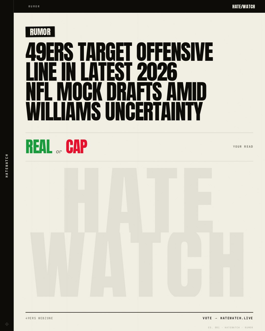 49ers target offensive line in latest 2026 NFL mock drafts amid Williams uncertainty