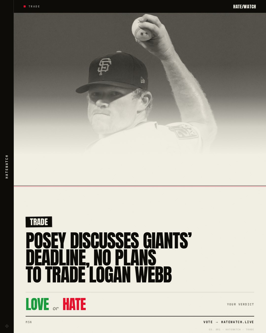 Posey discusses Giants’ deadline, no plans to trade Logan Webb