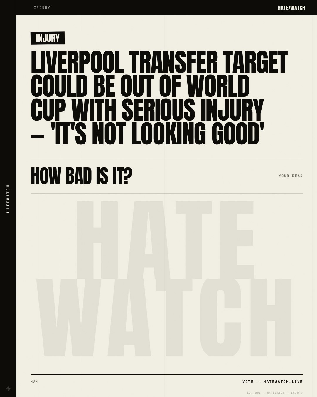 Liverpool transfer target could be out of World Cup with serious injury — 'It's not looking good'