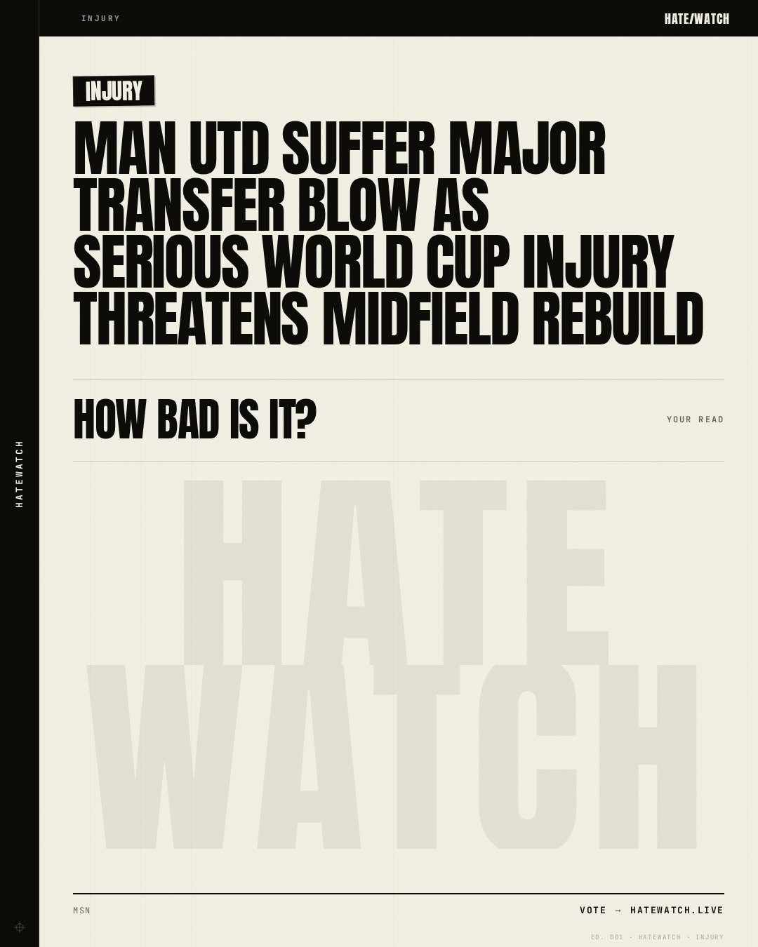 Man Utd suffer major transfer blow as serious World Cup injury threatens midfield rebuild