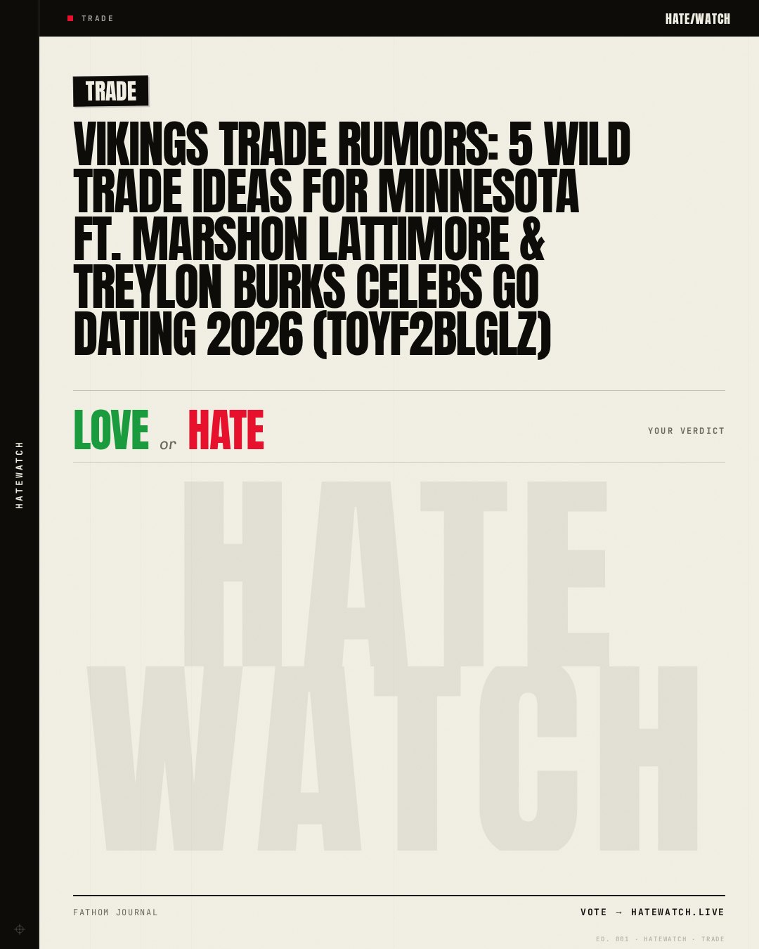 Vikings Trade Rumors: 5 WILD Trade Ideas For Minnesota Ft. Marshon Lattimore & Treylon Burks Celebs Go Dating 2026 (tOyf2BLGlz)