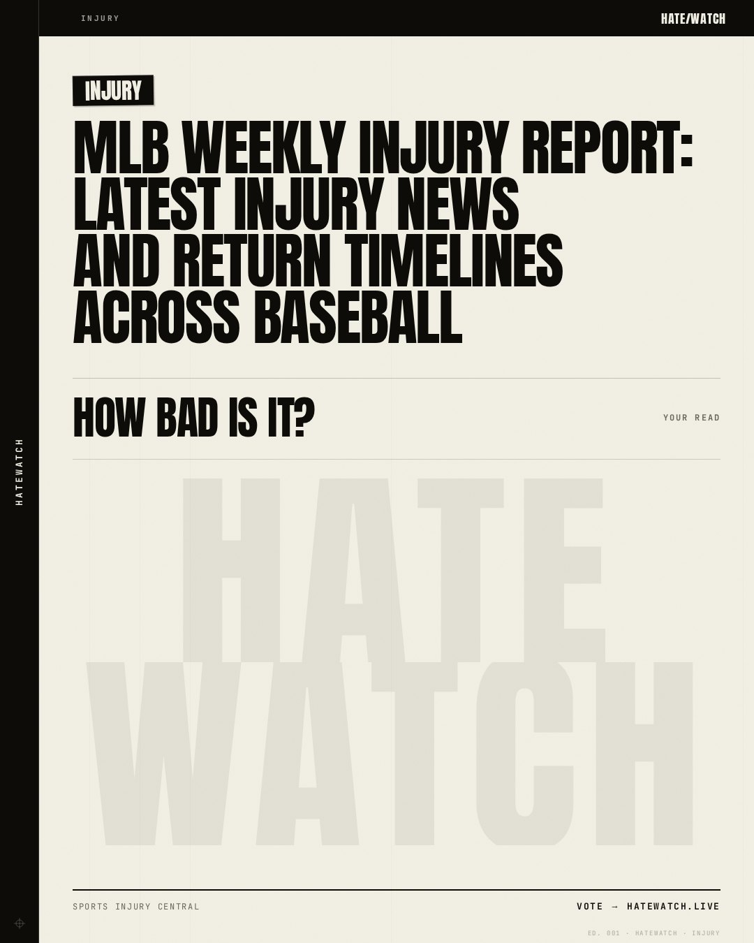 MLB Weekly Injury Report: Latest Injury News and Return Timelines Across Baseball