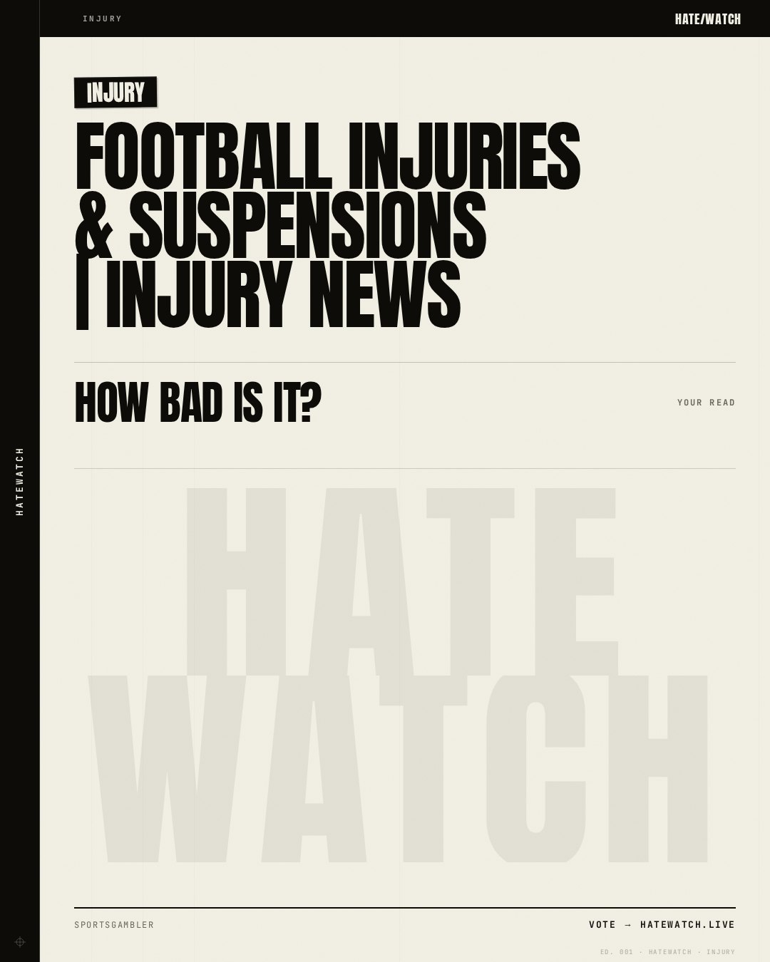 Football Injuries & Suspensions | Injury News