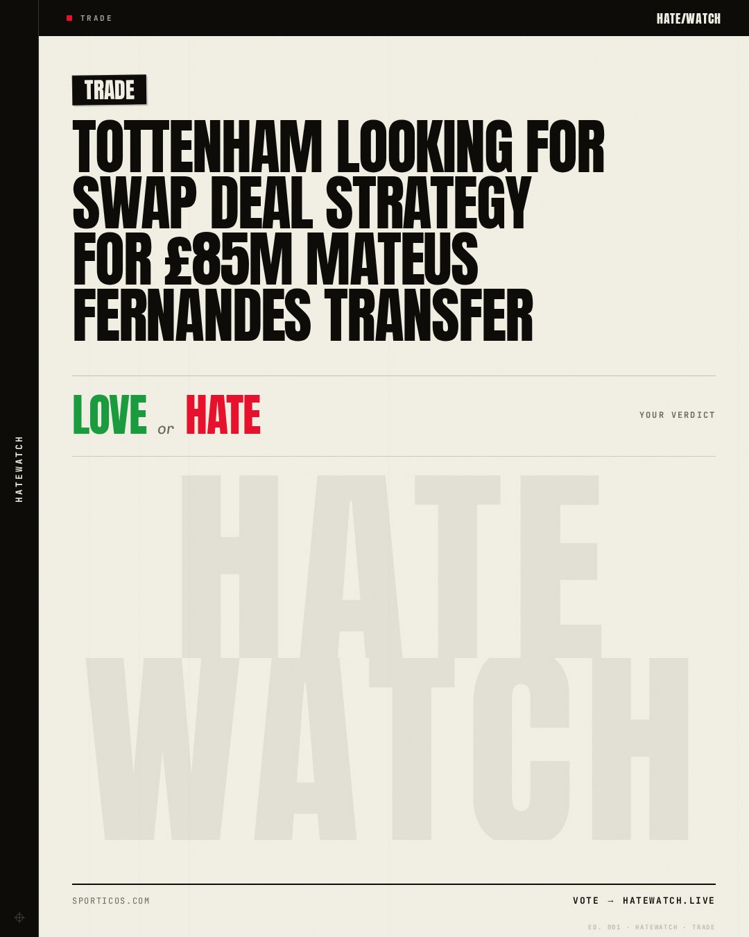 Tottenham looking for swap deal Strategy for £85m Mateus Fernandes Transfer