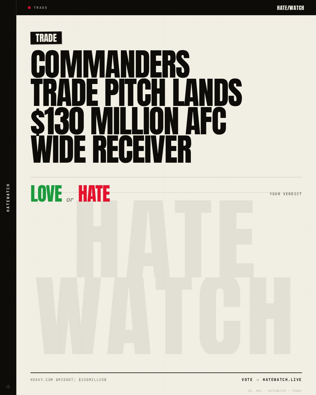 Commanders Trade Pitch Lands $130 Million AFC Wide Receiver