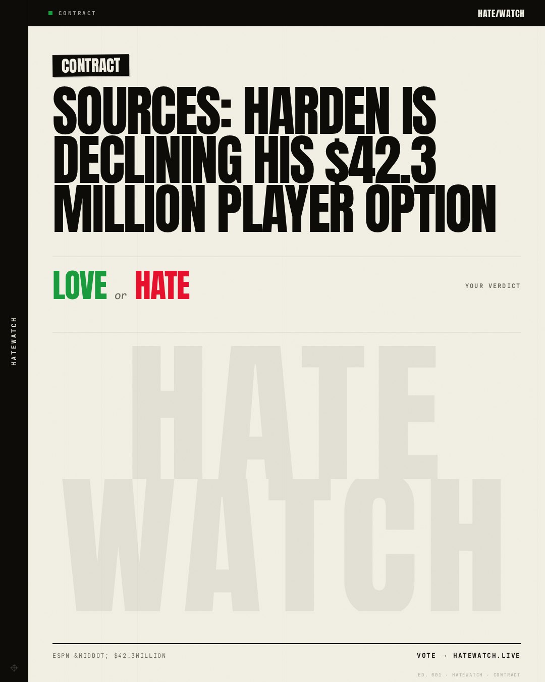 Sources: Harden is declining his $42.3 million player option