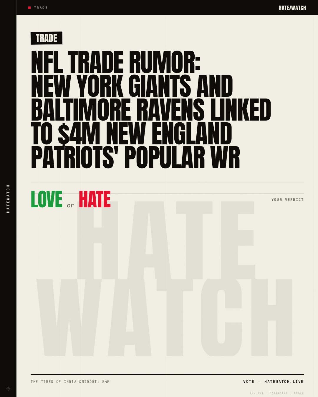 NFL Trade Rumor: New York Giants and Baltimore Ravens linked to $4M New England Patriots' popular WR