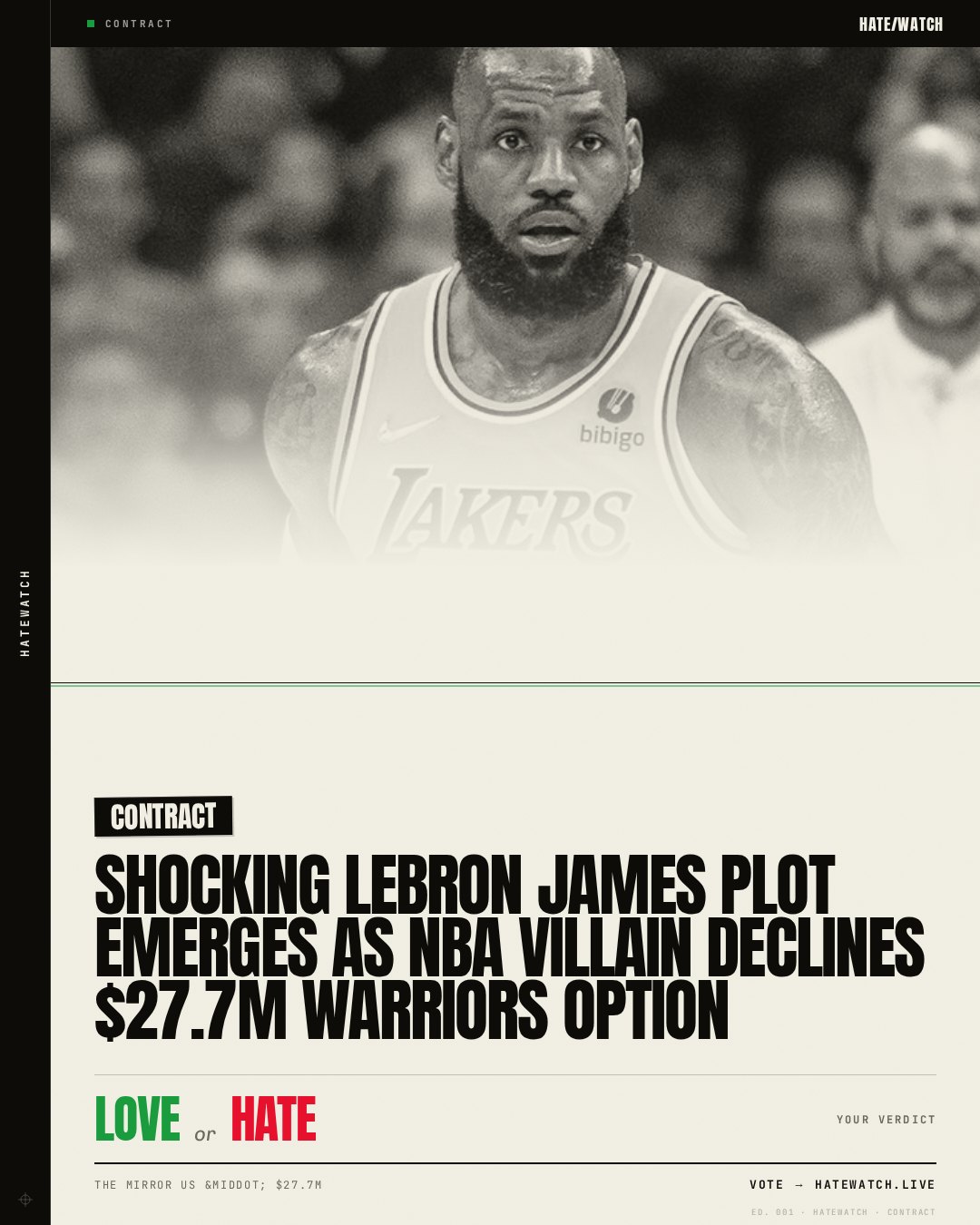 Shocking LeBron James plot emerges as NBA villain declines $27.7M Warriors option