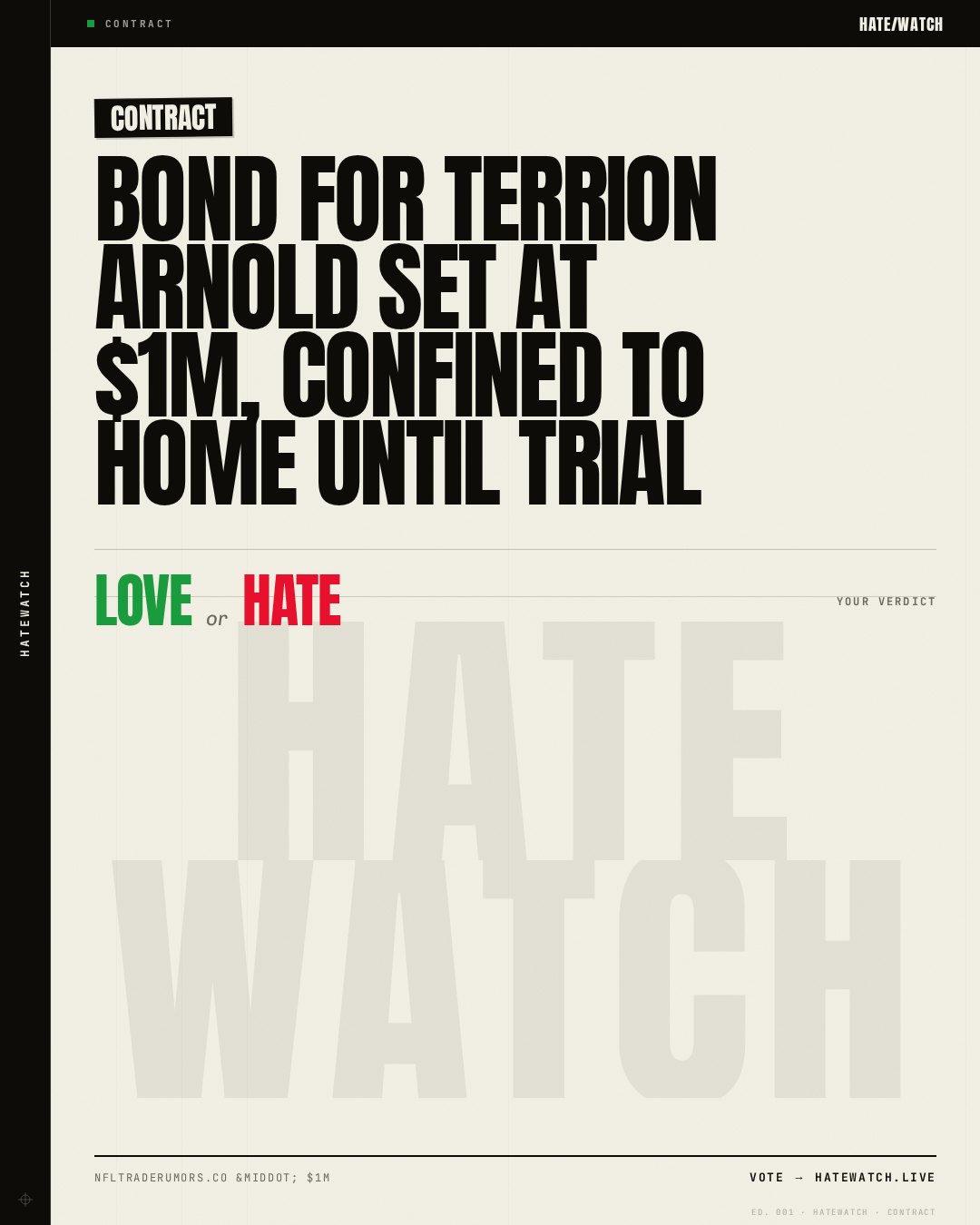 Bond For Terrion Arnold Set At $1M, Confined To Home Until Trial