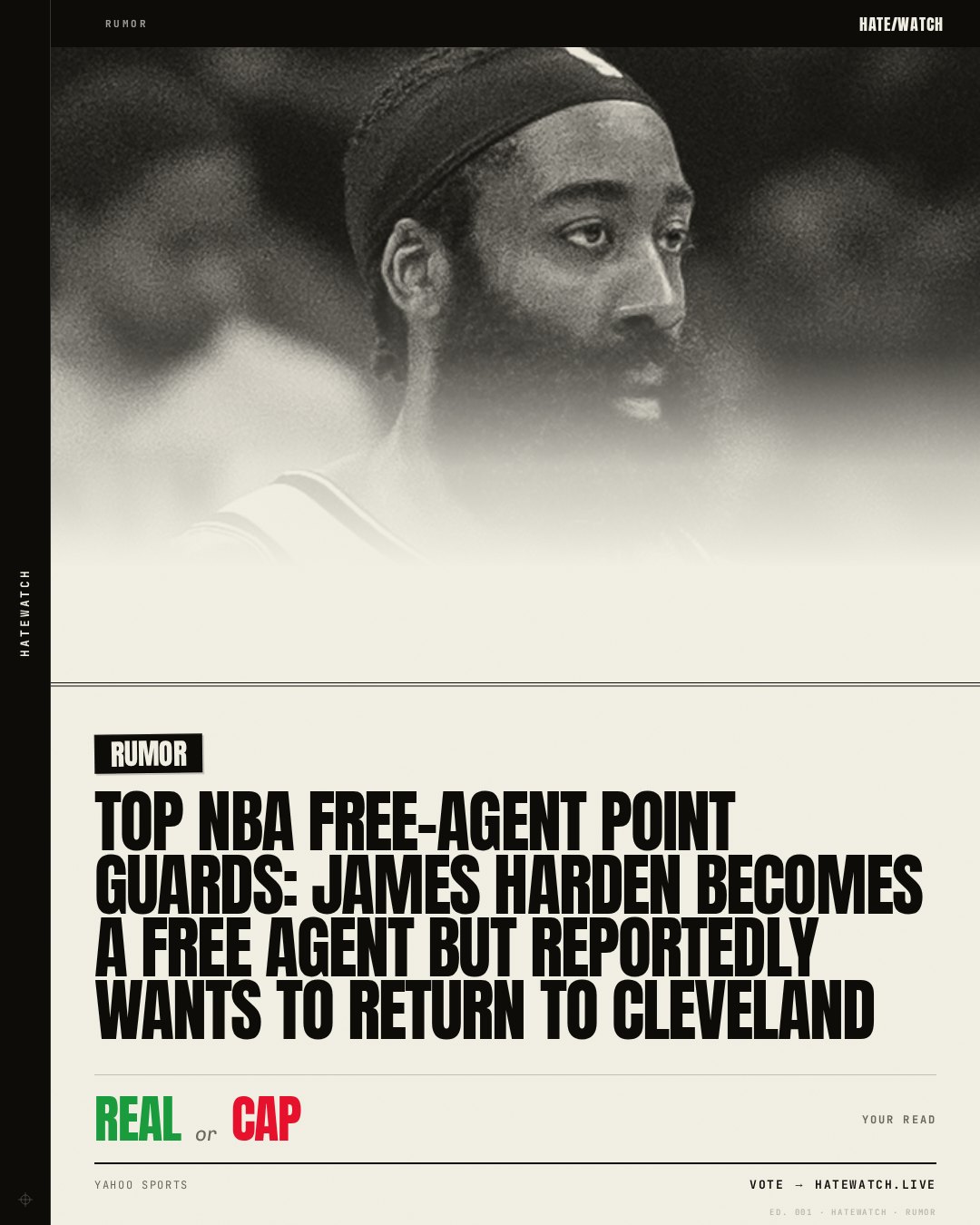 Top NBA free-agent point guards: James Harden becomes a free agent but reportedly wants to return to Cleveland