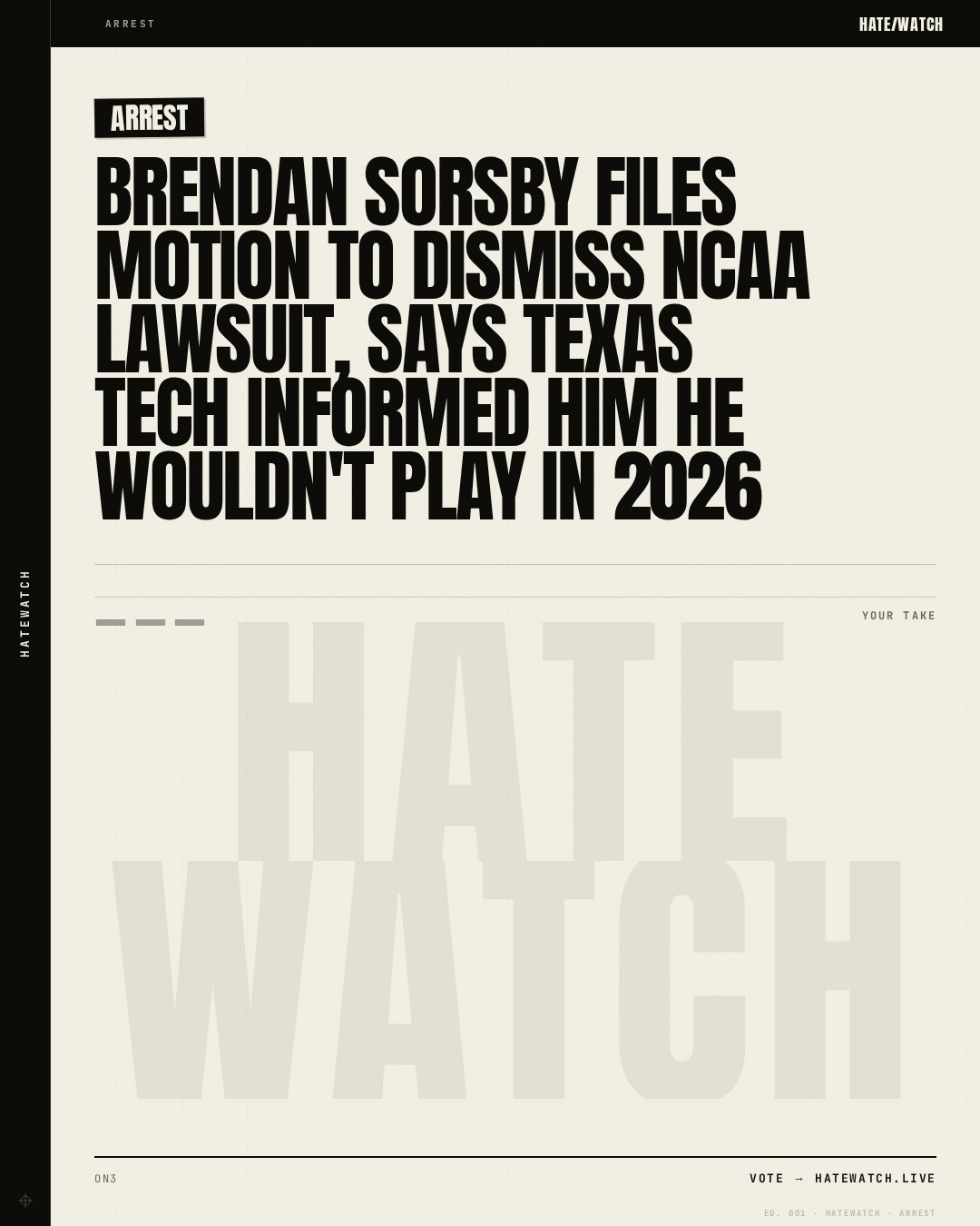 Brendan Sorsby files motion to dismiss NCAA lawsuit, says Texas Tech informed him he wouldn't play in 2026