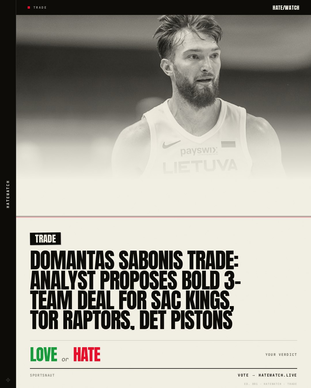 Domantas Sabonis Trade: Analyst Proposes Bold 3-Team Deal for SAC Kings, TOR Raptors, DET Pistons