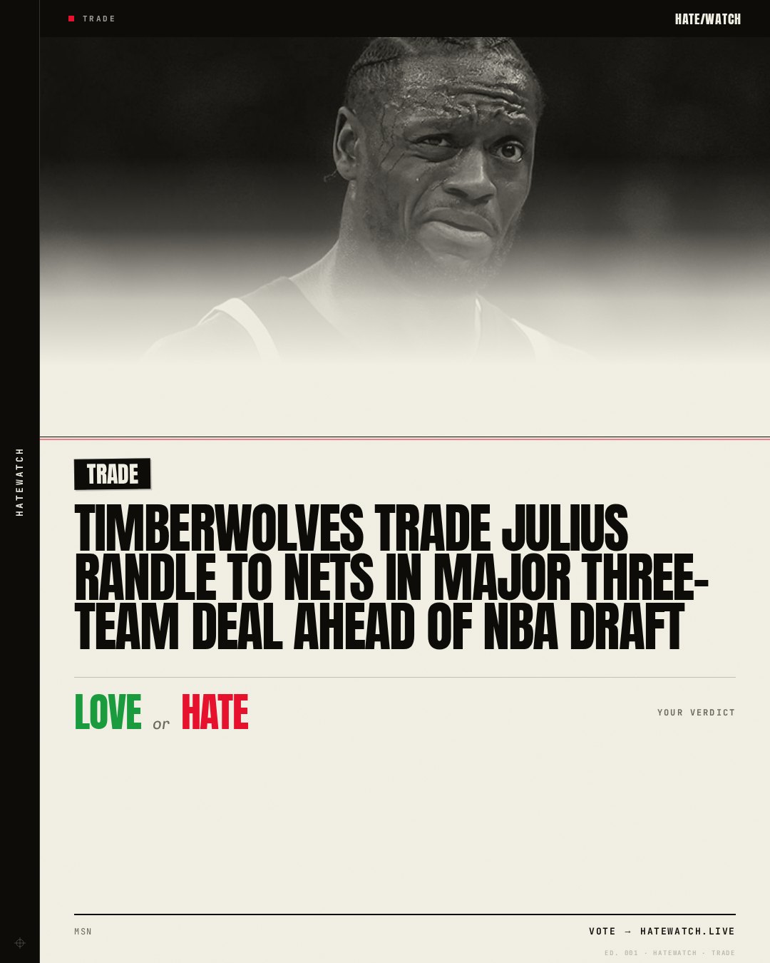 Timberwolves trade Julius Randle to Nets in major three-team deal ahead of NBA draft