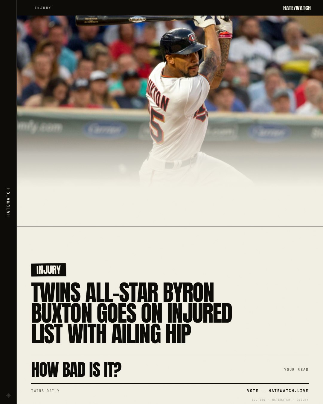 Twins All-Star Byron Buxton Goes On Injured List With Ailing Hip