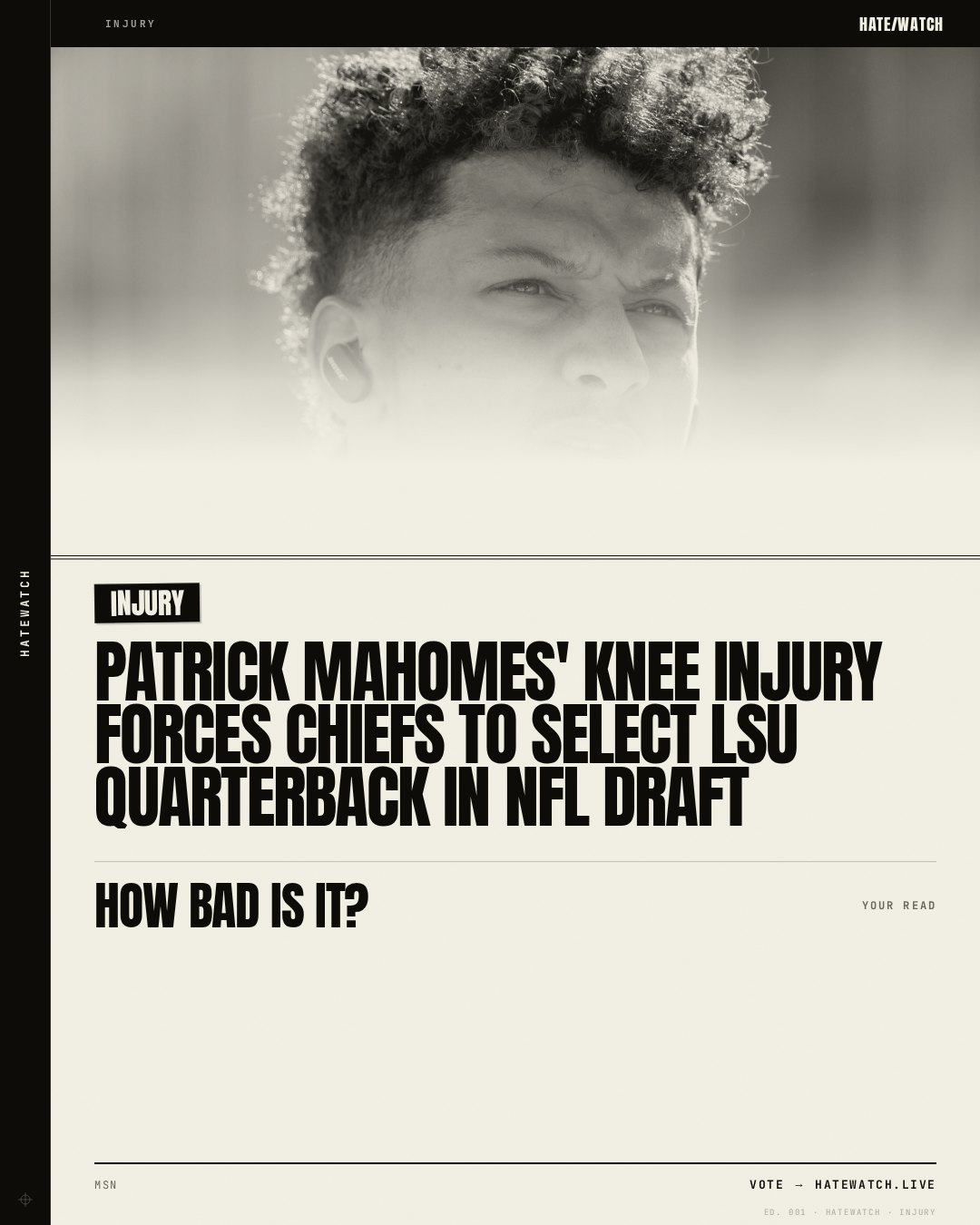 Patrick Mahomes' knee injury forces Chiefs to select LSU quarterback in NFL draft