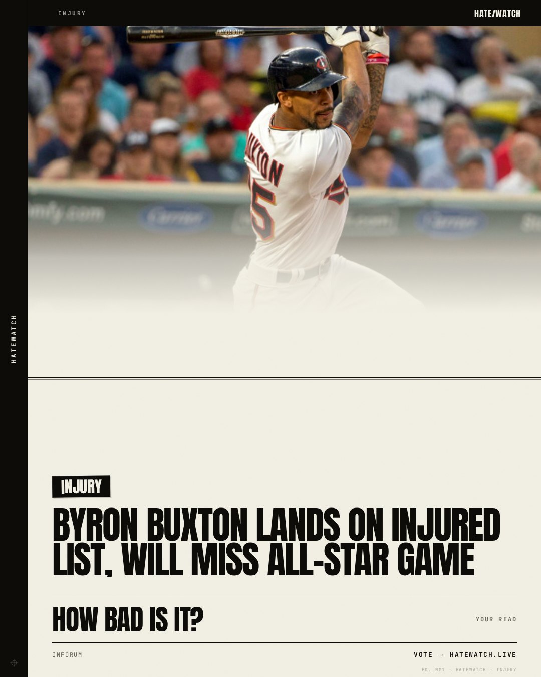 Byron Buxton lands on injured list, will miss All-Star Game