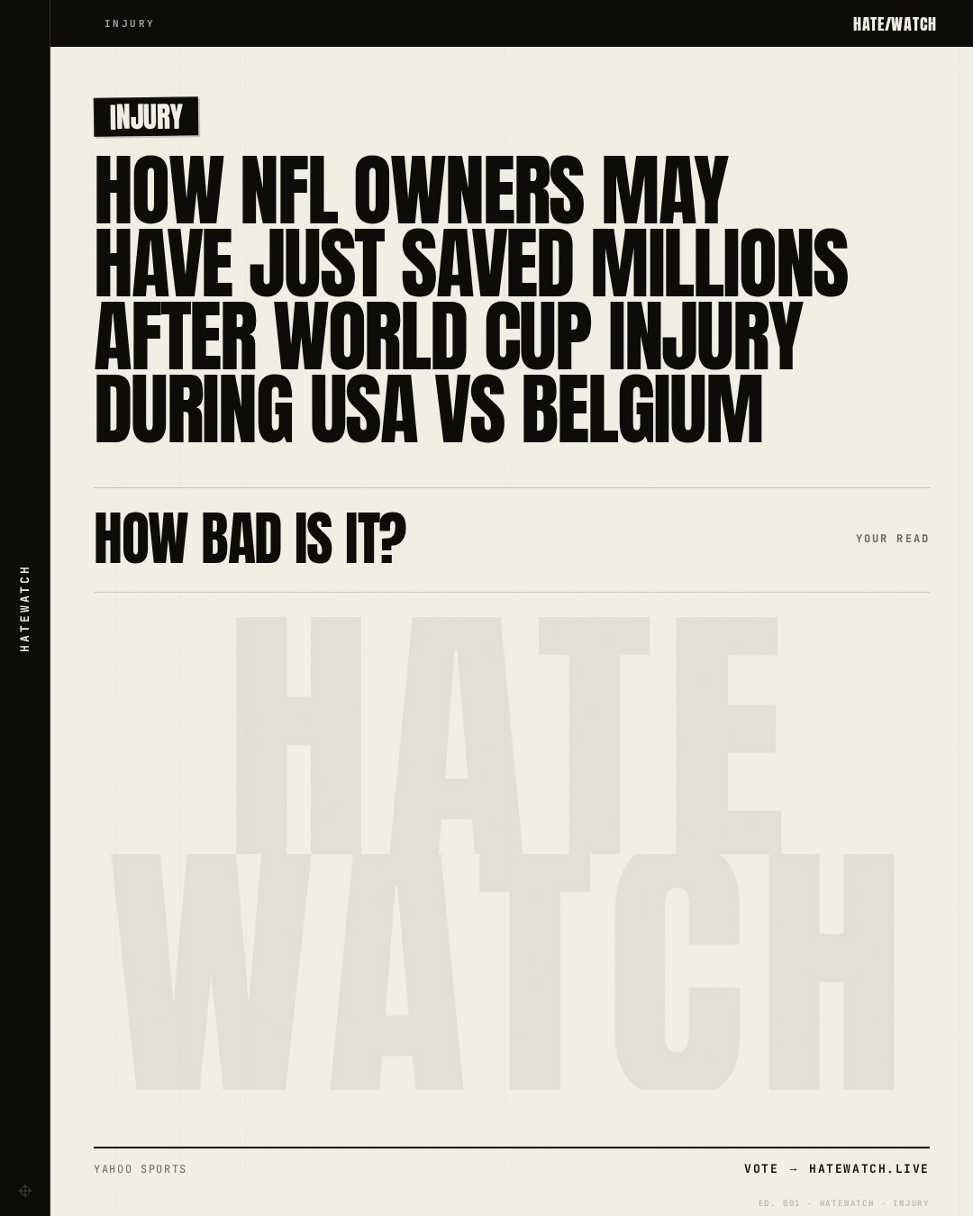 How NFL owners may have just saved millions after World Cup injury during USA vs Belgium