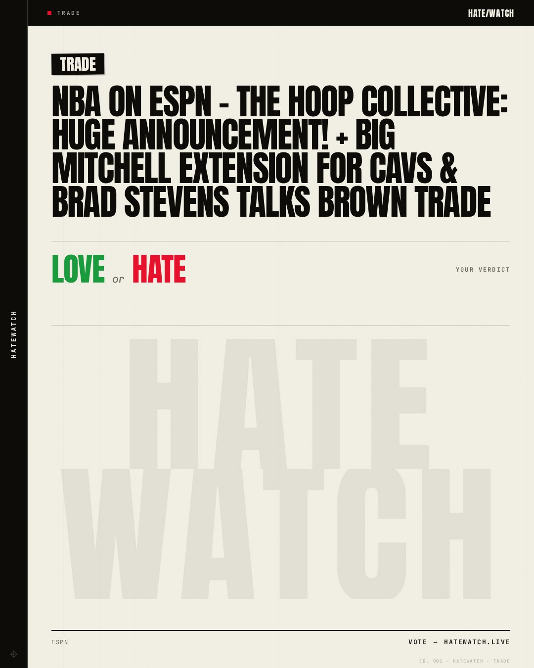 NBA on ESPN - The Hoop Collective: Huge Announcement! + Big Mitchell Extension For Cavs & Brad Stevens Talks Brown Trade