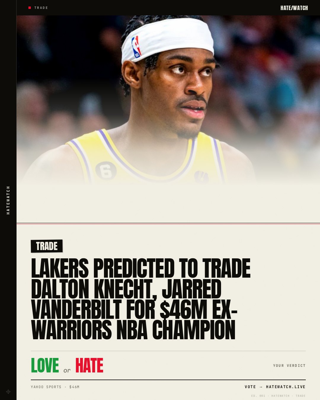 Lakers predicted to trade Dalton Knecht, Jarred Vanderbilt for $46M ex-Warriors NBA champion