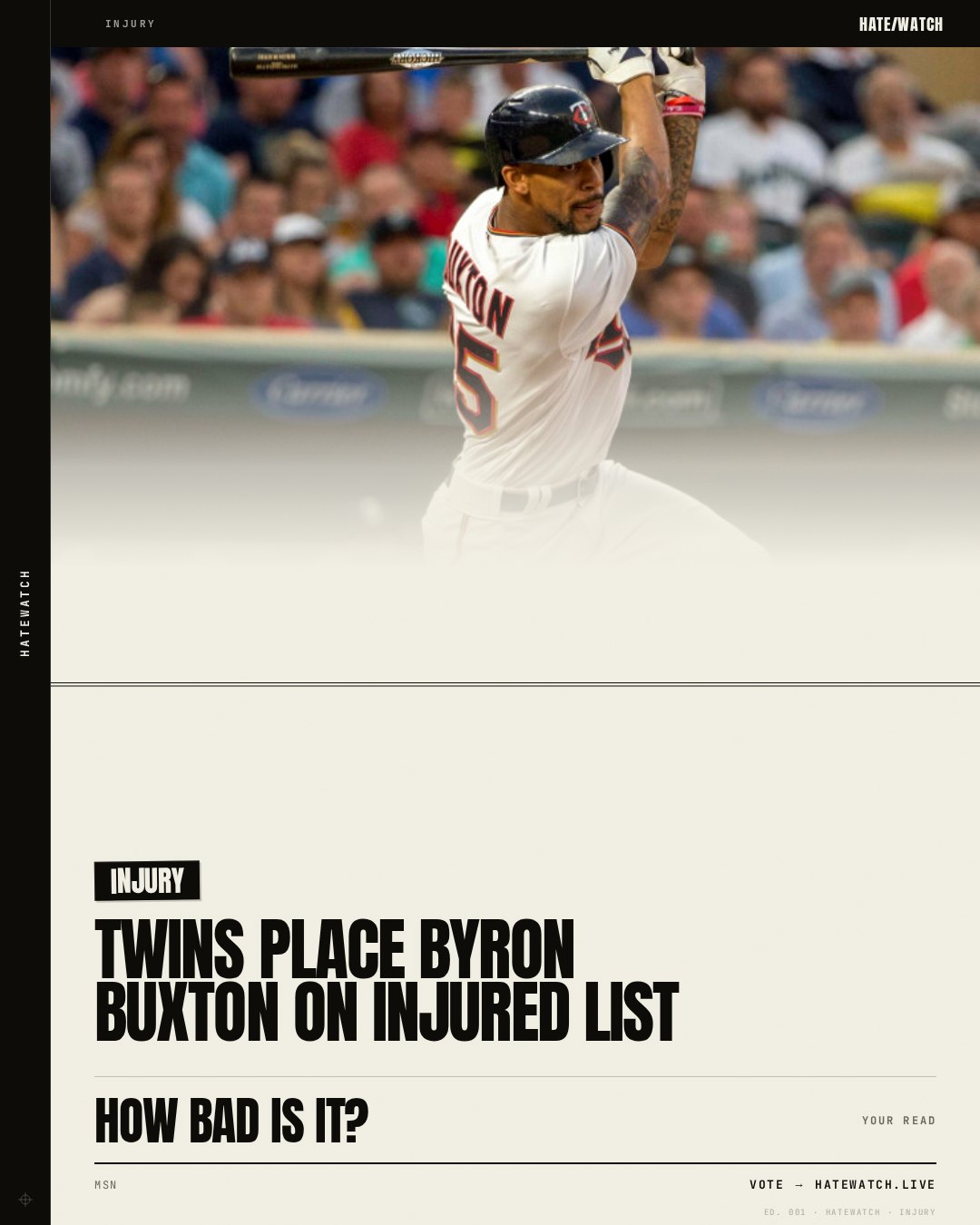 Twins place Byron Buxton on injured list
