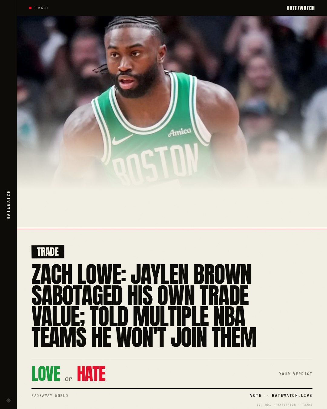 Zach Lowe: Jaylen Brown Sabotaged His Own Trade Value; Told Multiple NBA Teams He Won't Join Them