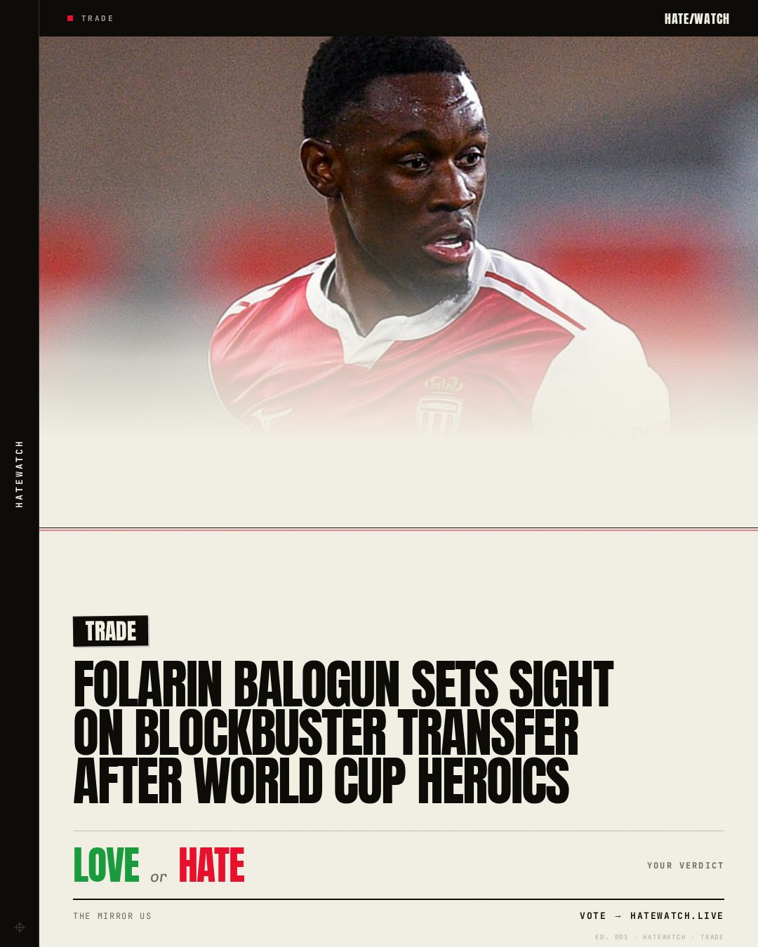 Folarin Balogun sets sight on blockbuster transfer after World Cup heroics