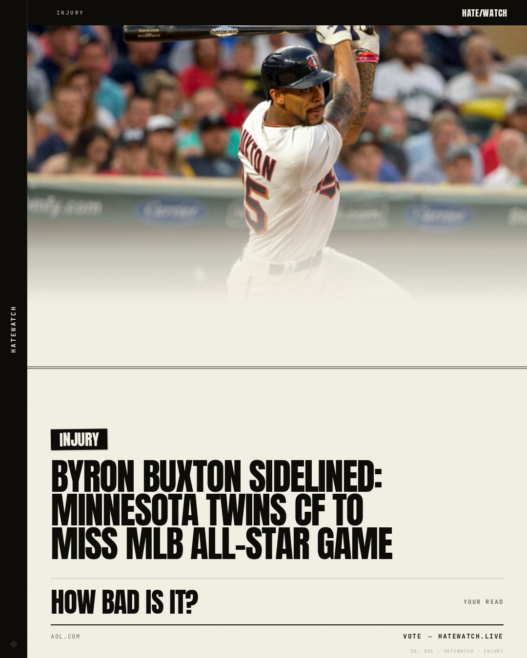 Byron Buxton sidelined: Minnesota Twins CF to miss MLB All-Star Game