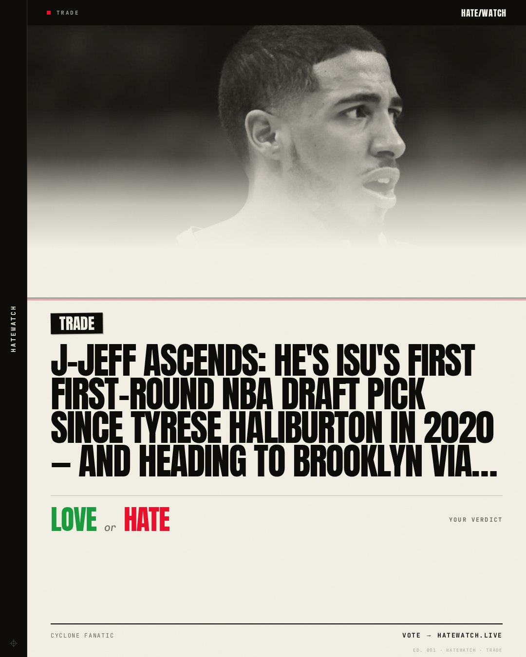 J-JEFF ASCENDS: He's ISU's first first-round NBA Draft pick since Tyrese Haliburton in 2020 — and heading to Brooklyn via trade