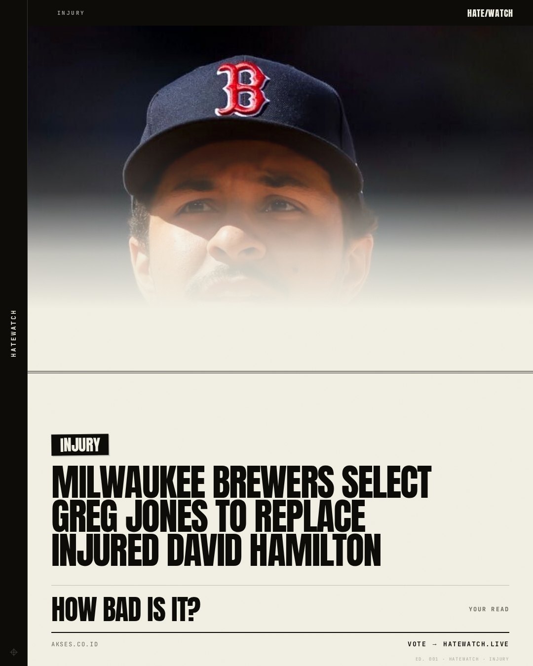 Milwaukee Brewers Select Greg Jones to Replace Injured David Hamilton