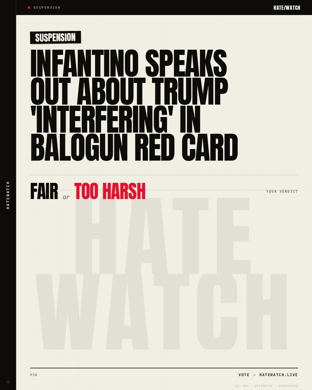 Infantino speaks out about Trump 'interfering' in Balogun red card