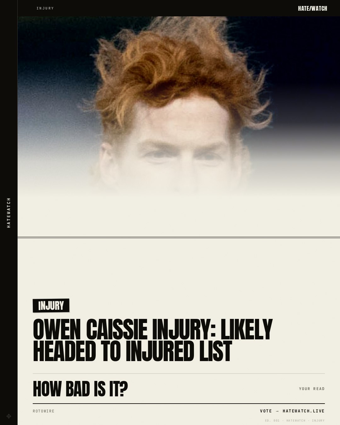 Owen Caissie Injury: Likely headed to injured list