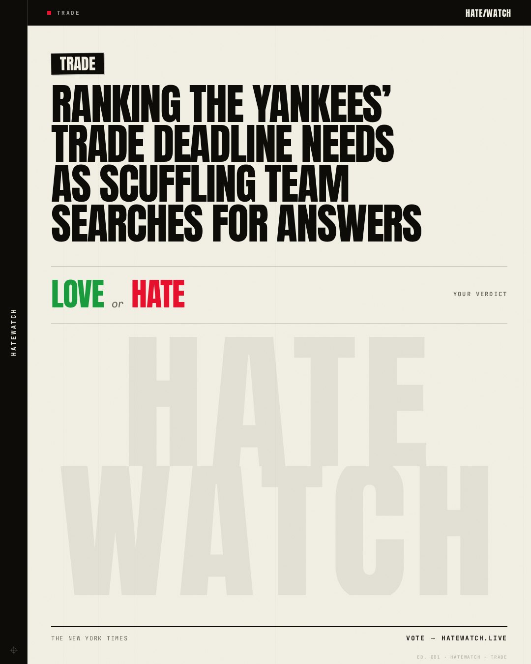 Ranking the Yankees’ trade deadline needs as scuffling team searches for answers