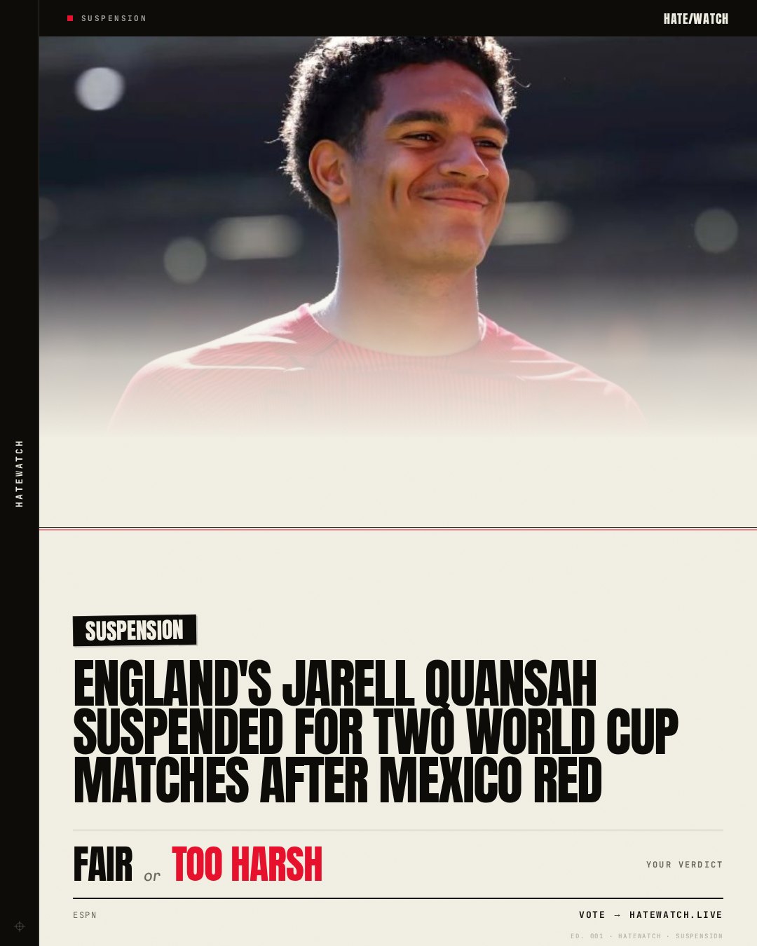 England's Jarell Quansah suspended for two World Cup matches after Mexico red