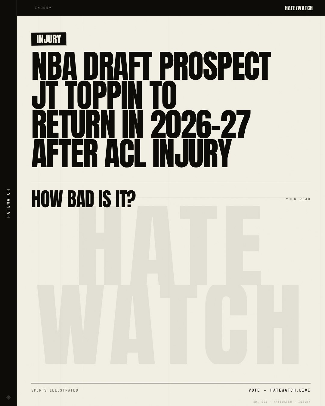 NBA Draft Prospect JT Toppin to Return in 2026-27 After ACL Injury