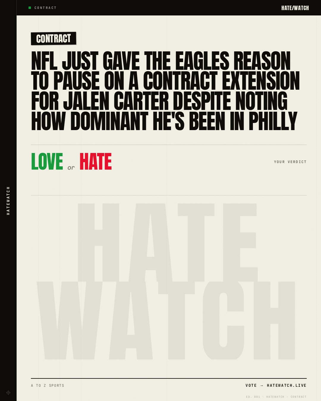 NFL just gave the Eagles reason to pause on a contract extension for Jalen Carter despite noting how dominant he's been in Philly