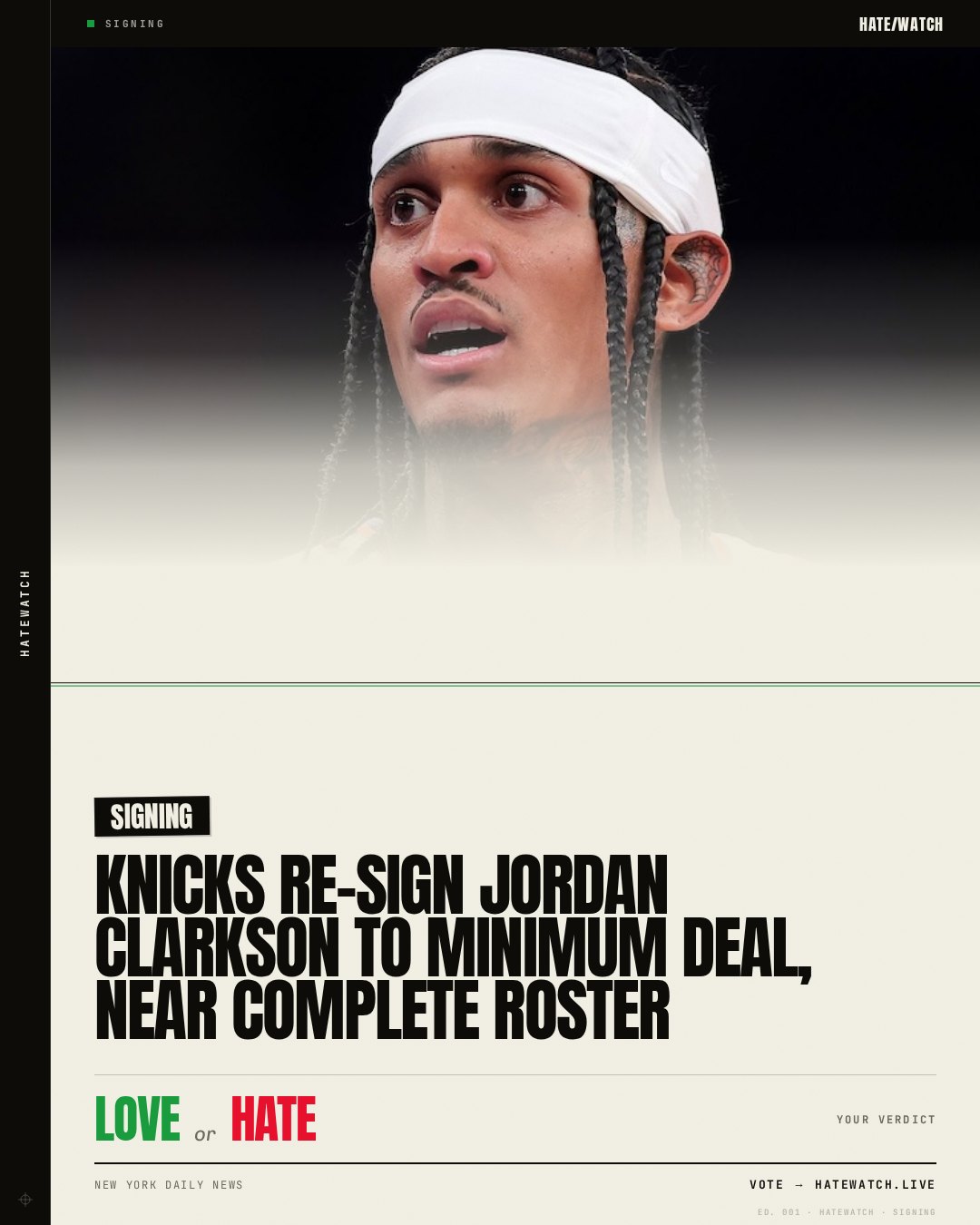 Knicks re-sign Jordan Clarkson to minimum deal, near complete roster