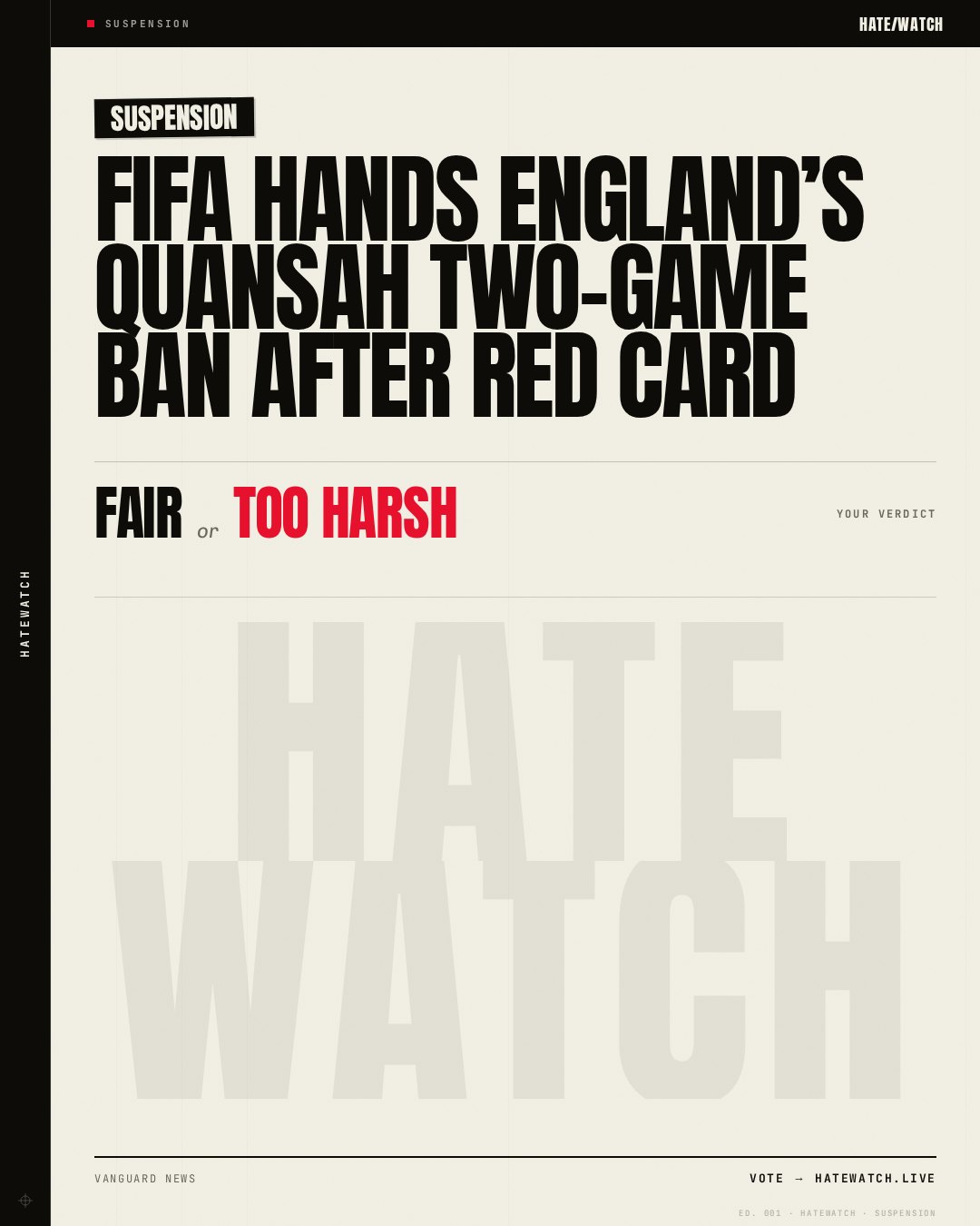 FIFA hands England’s Quansah two-game ban after red card