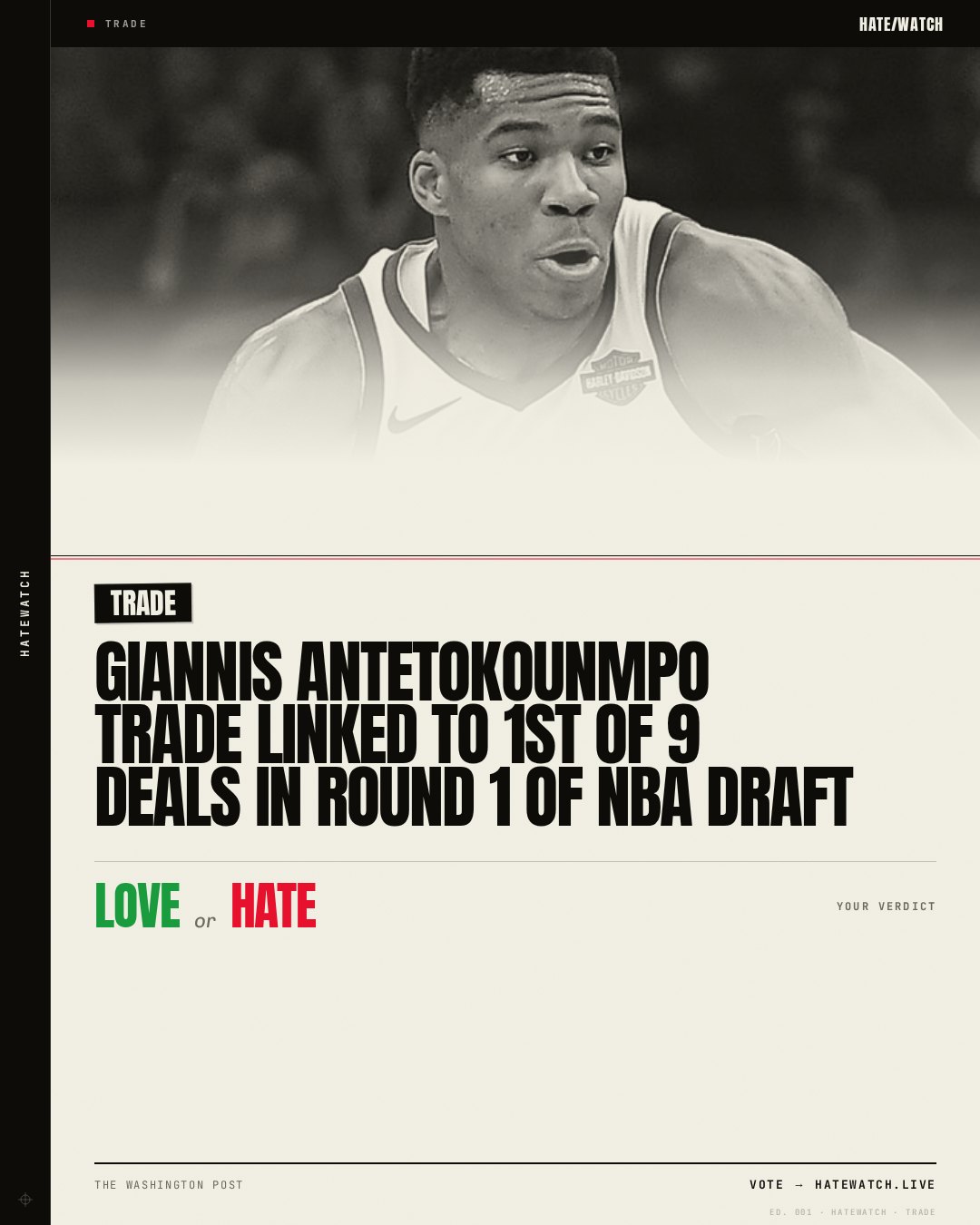 Giannis Antetokounmpo trade linked to 1st of 9 deals in Round 1 of NBA draft