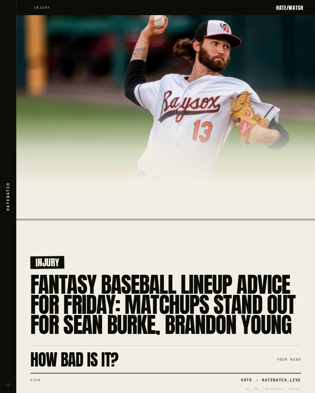 Fantasy baseball lineup advice for Friday: Matchups stand out for Sean Burke, Brandon Young