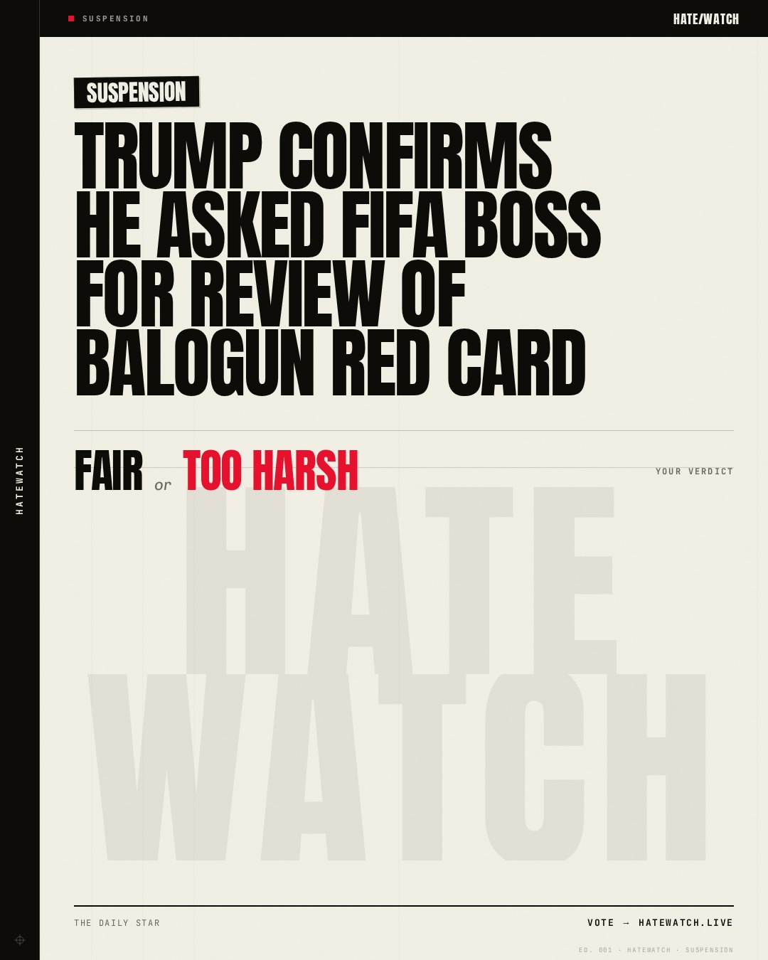 Trump confirms he asked FIFA boss for review of Balogun red card